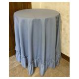 Round Light Wood Table 26.5 Inches Tall With Blue