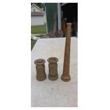 Three Brass Fireman Hose Nozzles