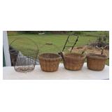 Wire Egg Basket and Half Bushel Baskets