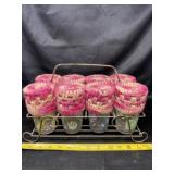 8 Hazel Atlas Musical Drinking Glasses With Carry