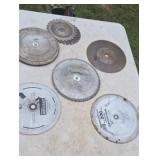 Assortment of Saw Blades 10 inch to 7 and 1/4 in.
