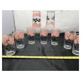 9 Hazel Atlas 5 Inch Pink Rose Glasses