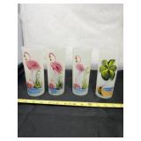 Beacon Plastic Flamingo and Palm Tree Glasses