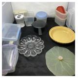 The Pampered Chef Strainer, Glass Egg Tray,