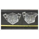 Art Deco Heisey Glass Sugar & Creamer Dishes.