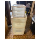 Two Plastic Totes On Wheels