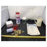 Tokens, Billfold, Plastic Jug and Teutopolis