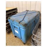 Blue Heavy-Duty Industrial Poly Storage Bin on Casters