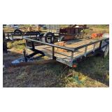 Dual Axle Utility Trailer, 16x6 ft Wood Deck, Ball Hitch, Electric Brakes