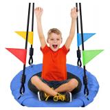 Odoland 24' Kid Tree Swing - 220lb Saucer Swing with Adjustable Hanging Ropes, 900D Oxford Platform - Backyard, Garden, Playground Swingseat for Children and Adult - $37