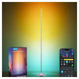 Govee RGBIC Floor Lamp, LED Corner Lamp Works with Alexa, Smart Modern Floor Lamp with Music Sync and 16 Million DIY Colors, Color Changing Standing Lamp for Bedroom Living Room Silver - $70