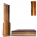 Wooden Book Cutting Board Set with Holder, 4 Piece Acacia Wood Chopping Boards for Kitchen, Decorative Cutting Boards Labeled Meat Bread Vegetables Fruit, 13x10x0.75 Inches (3-Piece Set) - $100