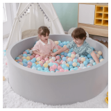 Foam Ball Pit, 47.2'x 13.8' Large Ball Pits for Toddlers, Soft Round Kiddie Baby Playpen Ball Pool for Kids, Ideal Gift for Babies Indoor and Outdoor Game, Grey, (Balls not Included) - $72