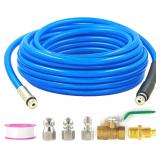 Dryer Vent Cleaner Kit - 32ft Pressure Hose + 1/4 Air Quick Connect + 2 Jetter Nozzle for Powerful Lint Removal, Fire Hazard Reduction & Energy Savings   Ideal for Cleaning Long Dryer Ducts - $35