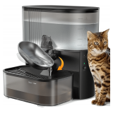 Wireless Cat Water Fountain No Filters, Wastewater Separation, FEELNEEDY Stainless Steel Bowl, 3.5L Pet Water Fountain for Cats & Dogs Dispenser, Black - $50