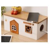 Cable Management Box, Wood Extension Cord Organizer, Handmade Power Strip Box for TV Computer Wire USB Hub System, Surge Protector Cord Hider Box on Desk or Floor (Medium) - $32