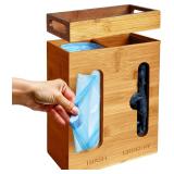 Under Sink Organizer for Kitchen Cabinet - Bamboo Trash Bag Dispenser & Bag Holder   Pantry Organizer & Garbage Roll Holder for Cleaning Supplies, Apartment Essentials & Home Organization - $39