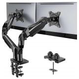 HUANUO FlowLift  Dual Monitor Stand, Fully Adjustable Gaming Monitor Desk Mount for 13 32  Computer Screens, Full Motion VESA 75x75/100x100 with C-Clamp & Grommet Base, Each Arm Holds 4.4 to 19.8 lbs 