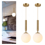Modern Ceiling Lights Battery Operated Pendant Lights Set Of 2,Gold Battery Chandelier With Wireless Remote Dimmable,10 Colors Modes Rechargeable Bulb For Kitchen,dining Room,living Room,bedroom - $99
