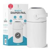 L.A. BABY Magic Diaper Pail - Patented 100% Odor-Free System with Child-Safe Lock - Award-Winning Design - No Refills Required - Works with Regular Trash Bags - White - $70