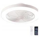 Orison Ceiling Fans with Lights, Low Profile Ceiling Fan with Lights and Remote, 6 Wind Speeds Smart Flush Mount Ceiling Fan for Bedroom, Kids Room and Living Room 19.7' (White) - $90