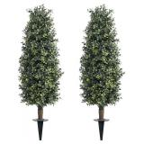 36inch Boxwood Topiary with Ground Spike, Artificial Plants Outdoor with Stake (Set of 2) - $60