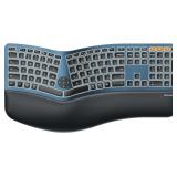 ProtoArc Backlit Bluetooth Ergonomic Keyboard, EK01 Plus Full Size Wireless Split Keyboard with Dual Bluetooth and USB, Cushioned Wrist Rest, Rechargeable, Compatible with Windows/Mac/Android, Blue - 