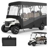 KEMIMOTO Golf Cart Enclosure, 6 Passenger Golf Cart Rain Cover, 600D Waterproof Driving Enclosure with Clear PVC Windshield for Extended Roof Golf - $200