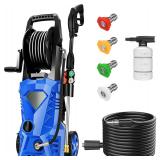 Power Cleaner 5000 PSI with 33FT Hose, 4 Nozzles, Foam Cannon for Car/Patio/Driveway Cleaning(Blue) - $160