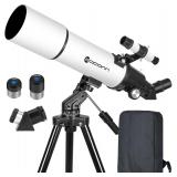 Telescopes for Adults Astronomy, 80mm Aperture 600mm Refractor Telescope for Kids & Beginners, Compact and Portable Travel Telescopio with Backpack - $90