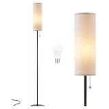 Ambimall 64' Floor Lamp for Living Room with Bulb- Tall Lamps with Beige Lampshade & Pull Chain Switch, Pole Lamps for Bedrooms Tall, Minimalist Floor Lamp - $25