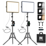 2-Pack LED Video Light Kit, NiceVeedi Studio Light, 2800-6500K Dimmable Photography Lighting Kit with Tripod Stand&Phone Holder, 73' Stream Light for Video Recording, Game Streaming, YouTube - $50