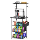 3D Printer Stand with Filament Storage - 5 Tier 3D Printer Table with Side Bag Storage Shelf Printing Desk Wall Fixed for Home Office Workshop Studio (19.7' L 16.1' W 63.8' H) - $66