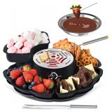 2 in 1 Electric S mores Maker & Fondue Pot, Tabletop Indoor Smores kit with 4 Roasting Forks, 4 Detachable Trays & 1 Flameless Temperature-controlled Heater, Movie Night Supplies & Housewarming Gifts 