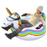 GoFloats Winter Snow Tubes - Choose from Unicorn, Disney's Frozen, Ice Dragon, Polar Bear, Penguin, Flamingo - Inflatable Sled for Kids and Adults - $40