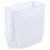 White Slim Storage Basket Tray, Small Plastic Basket for Organizing, Set of 12 - $25