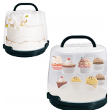 Cake Carrier Round Cake Stand Plus Height Cake Container with Cupcakes Pad, Handle, Lid Reusable Package Box for Transporting Desserts,Pie,Toast,Fruit (10' Black) - $39