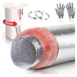 8 Inch Insulated Flexible Duct, 25 Feet Long, R6.0 Insulation, Aluminum Hose, for HVAC Flex Ductwork - $86