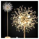 69 inch Crystal Floor Lamp, Modern Standing Lamp with K9 Crystal, LED Floor Lamp with On/Off Foot Switch, Metal Tall Pole Lamp for Living Room, Girls Room, Bedroom, Dresser, Office, Gold Finish - $90
