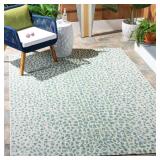 SAFAVIEH Courtyard Collection 6'7' x 9'6' Ivory/Green CY8505 Indoor/ Outdoor Waterproof Easy Cleaning Patio Backyard Mudroom Area Rug - $143
