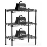 DUMOS 3-Tier Metal Wire Storage Shelves, Adjustable Standing Storage Rack Shelf, Heavy Duty Steel Shelving Unit Organizers for Kitchen Bathroom Pantry Garage, 23.3' W 13.4' D 30' H, Black - $24