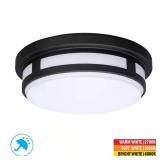 Hampton Bay 11 in. Round Black Integrated LED Indoor Outdoor Ceiling Light Flush Mount Adjustable CCT 830 Lumens Wet Rated - $40