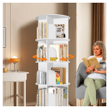 4 Tier Rotating Bookshelf Tower, Spinning Bookshelf, Revolving 360  Bookcase Storage Round Carousel, Vertical Rotate Turning Spiral Corner Organizer Lazy Susan, White - $60