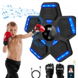 2025 Music Boxing Machine for Adults and Kids, Smart Bluetooth Boxing Training Equipment with Gloves Wall Mounted, Workout Punching Machine for Home,Office and Gym - $110