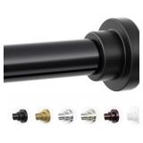 Shower Curtain Rod, 1' Diameter Heavy Duty Tension Shower Rod, Non Slip Adjustable 28-74 inch No Drilling Shower Curtain Rods Spring Tension For Bathroom, Shower Stall, No Rust, Black - $19