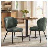 VASAGLE EKHO Collection - Dining Chairs Set of 2, Upholstered Kitchen Chairs, Comfortable Seat, Synthetic Leather with Stitching, Mid-Century Modern, Easy Assembly, Living Room Lounge, Forest Green - 