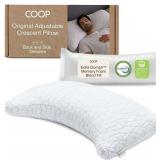 Coop Home Goods Original Crescent Adjustable Pillow, Queen Bed Pillows for Shoulder, Neck & Head Support, Crescent Foam Pillows - Medium Firm for Back & Side Sleeper, CertiPUR-US/GREENGUARD Gold - $79
