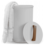 SAMEAT Heated Towel Warmers for Bathroom - Large Towel Warmer Bucket, Wood Handle, Auto Shut Off, Fits Up to Two 40'X70' Oversized Towels, Gray - $100
