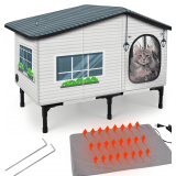 GASUR Weatherproof Heated Cat House for Outside Cats, Outdoor Cat House with Cats Heated Pad for Winter, Insulated Heating Cat Houses, Elevated Safe Feral Cat Houses Heat Cat Shelter (20'x17'x16') - $