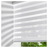 Persilux Cordless Zebra Blinds for Windows (59' W X 47' H, White) Free-Stop Dual Layer Roller Windows Shades for Day and Night, Light Filtering Sheer Shades for Home, Bedroom, Easy to Install - $98